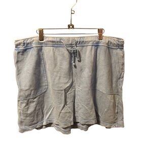 J.Jill Women's 2X Plus Skirt Blue Knit Pull On Drawstring Elastic Waist Cotton